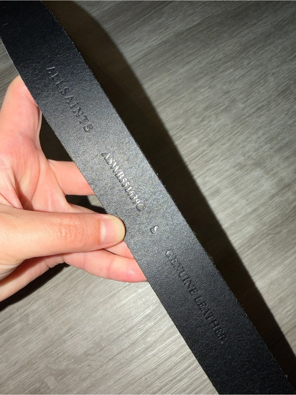 AllSaints Black Genuine Leather Belt Strap 30mm western hex belt